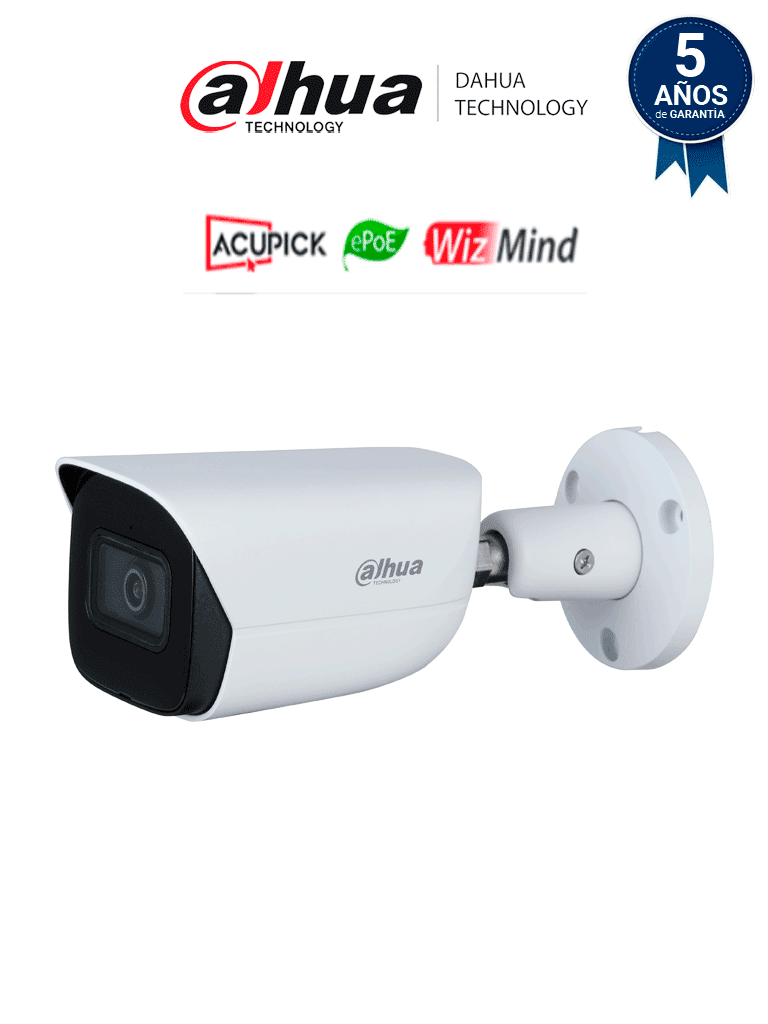 DAHUA DH-IPC-HFW5541EP-ASE-0280B-S3 - Cámara Bullet de 5 MP/ WizMind/ Lente 2.8/ LED IR de 50 m/ metadatos de video/ E&S de alarma y audio/ Ranura para micro SD/ MIC incorporado/Protección Perimetral/ Conteo de Personas/ ePoE/ IP67/ SMD 3.0/ AcuPick DAHUA DH-IPC-HFW5541EP-ASE-0280B-S3 - Cámara Bullet de 5 MP/ WizMind/ Lente 2.8/ LED IR de 50 m/ metadatos de video/ E&S de alarma y audio/ Ranura para micro SD/ MIC incorporado/Protección Perimetral/ Conteo de Personas/ ePoE/ IP67/ SMD 3.0/ AcuPick